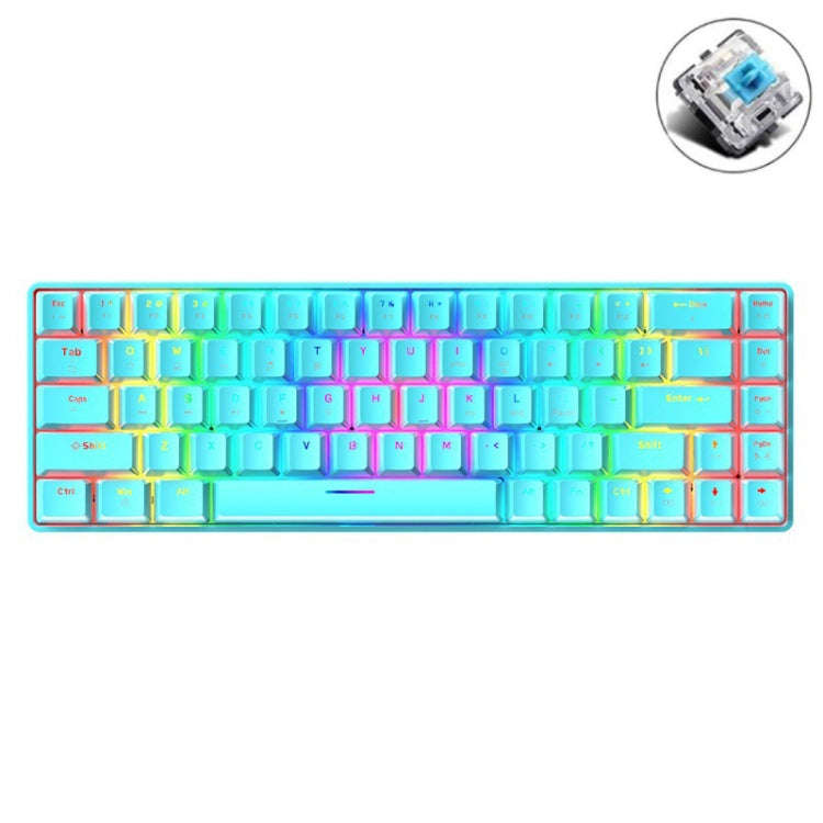 T8 68 Keys Mechanical Gaming Keyboard RGB Backlit Wired Keyboard, Cable Length:1.6m(Blue Green Sh...