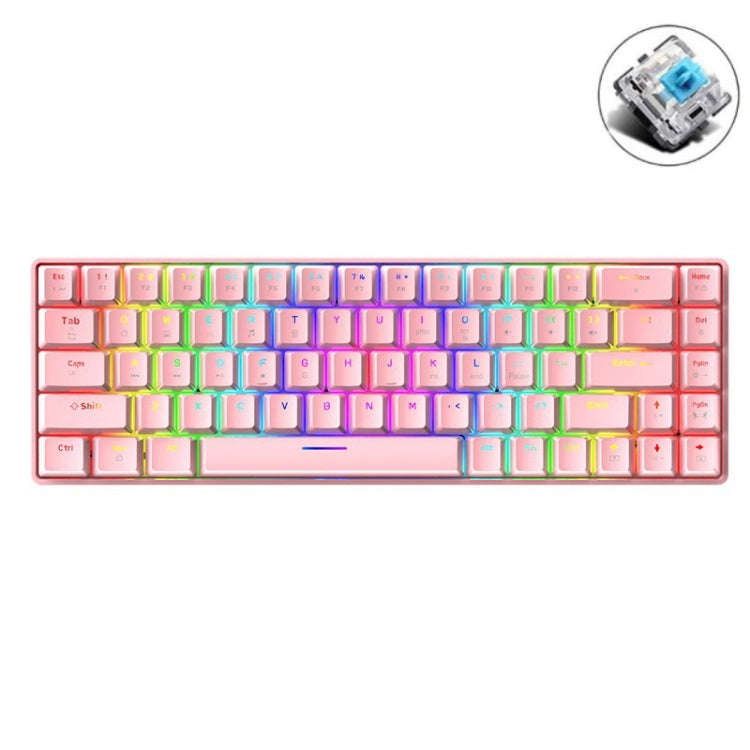 T8 68 Keys Mechanical Gaming Keyboard RGB Backlit Wired Keyboard, Cable Length:1.6m(Pink Green Sh...