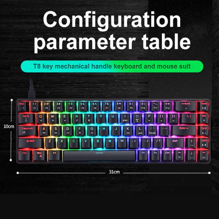 T8 68 Keys Mechanical Gaming Keyboard RGB Backlit Wired Keyboard, Cable Length:1.6m(White RGB Red...