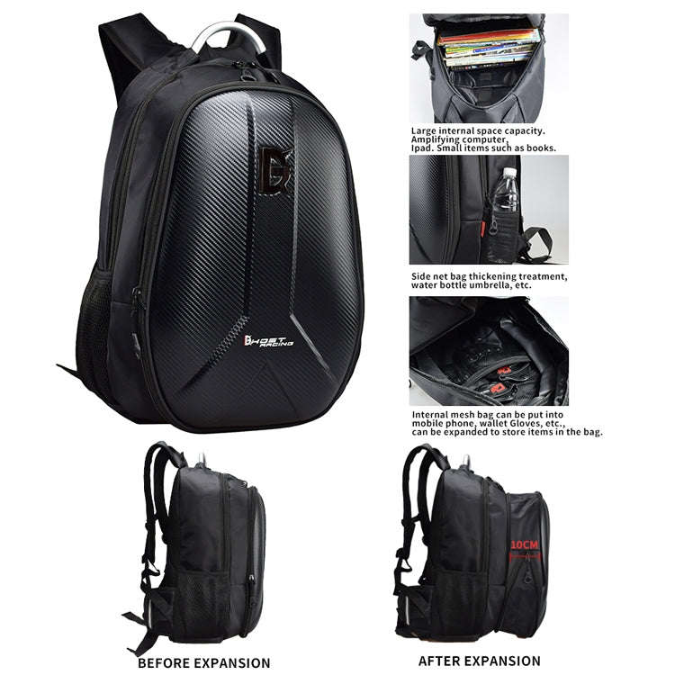 GHOST RACING GR-BB02 Men Motorcycle Riding Backpack Helmet Hard Shell Backpack Locomotive Travel ...