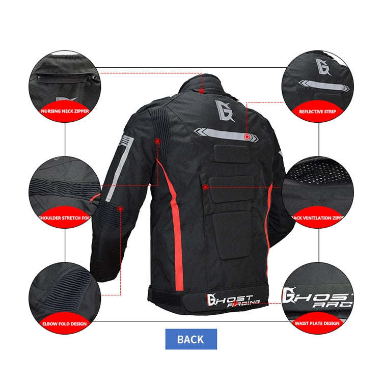 GHOST RACING GR-Y07 Motorcycle Cycling Jacket Four Seasons Locomotive Racing Anti-Fall Cloth, Siz...