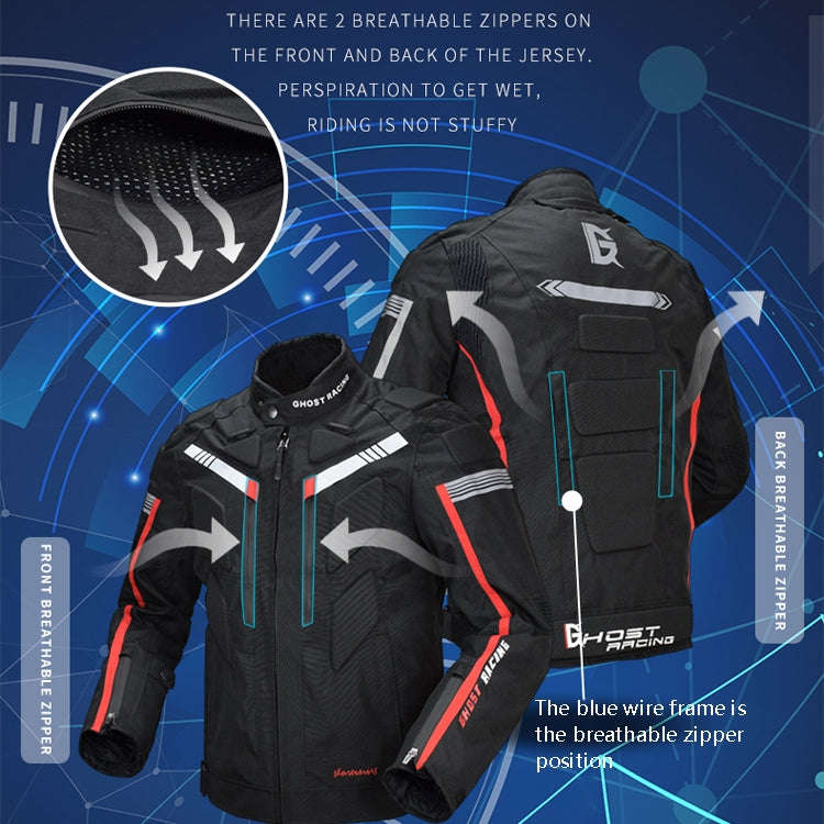 GHOST RACING GR-Y07 Motorcycle Cycling Jacket Four Seasons Locomotive Racing Anti-Fall Cloth, Siz...