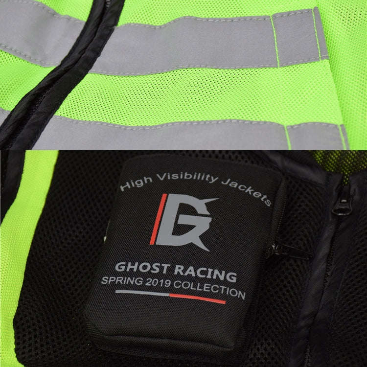 GHOST RACING GR-Y06 Motorcycle Riding Vest Safety Reflective Vest, Size: M(Black)
