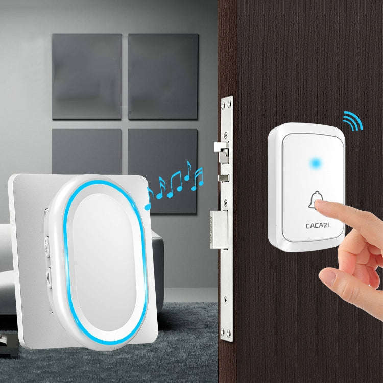 CACAZI A80 1 For 1 Wireless Music Doorbell without Battery, Plug:US Plug(Black)