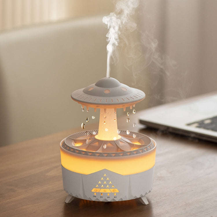 UFO Water Drop Aromatherapy Humidifier Desktop Remote Control Diffuser, Plug: UK Plug(White)