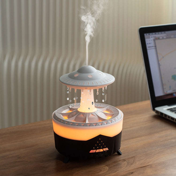 UFO Water Drop Aromatherapy Humidifier Desktop Remote Control Diffuser, Plug: US Plug(Black)