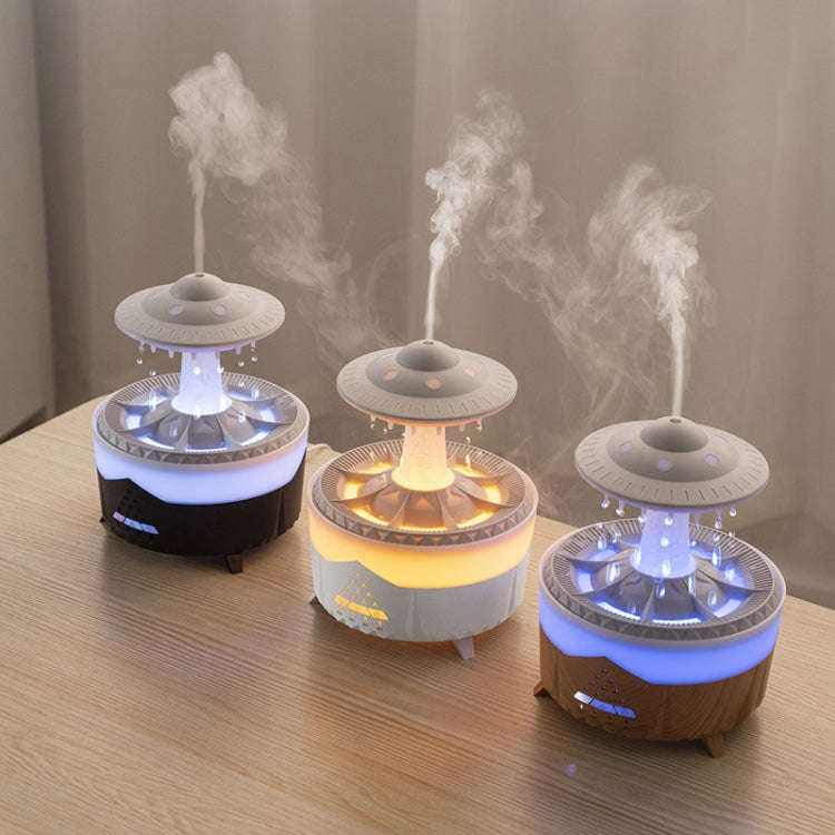 UFO Water Drop Aromatherapy Humidifier Desktop Remote Control Diffuser, Plug: US Plug(Black)