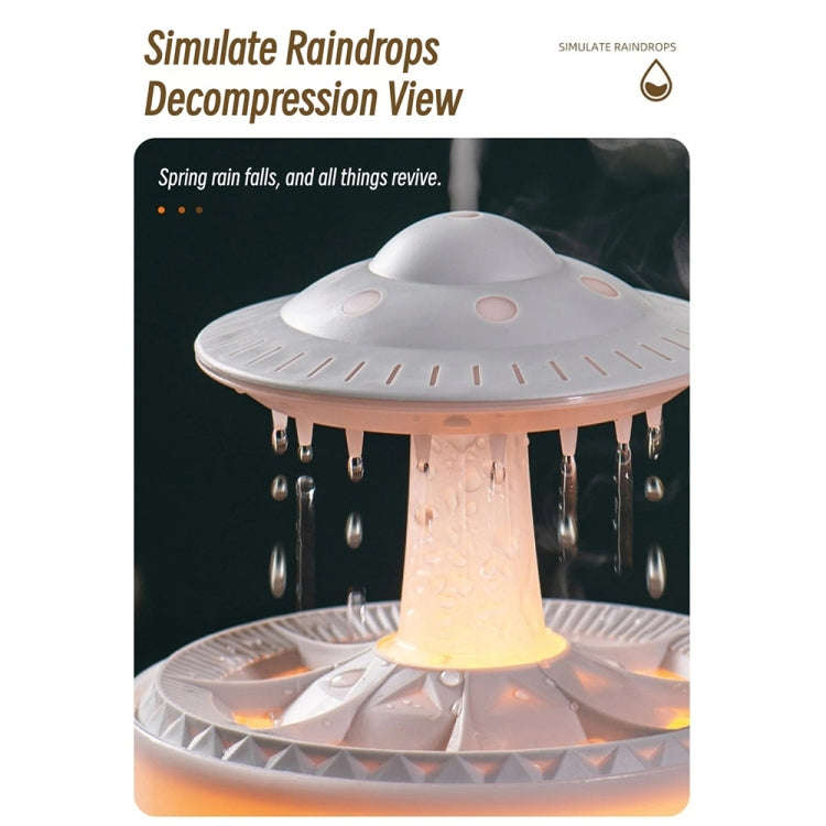 UFO Water Drop Aromatherapy Humidifier Desktop Remote Control Diffuser, Plug: UK Plug(White)