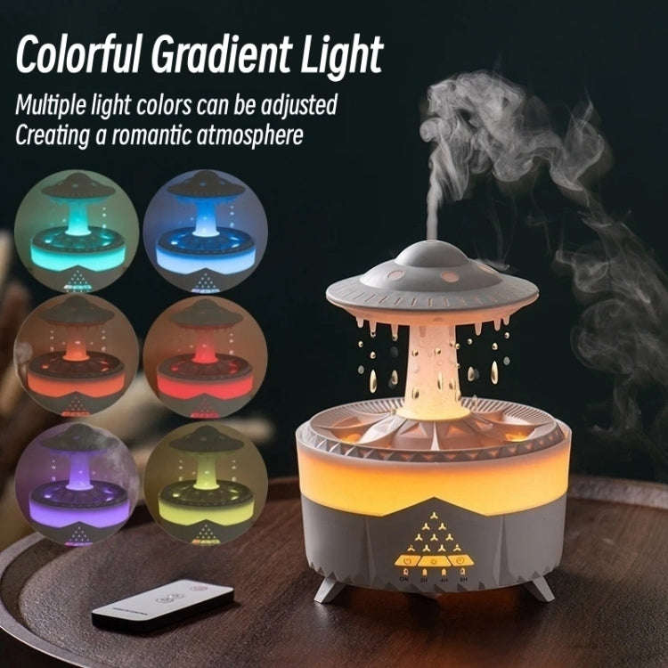 UFO Water Drop Aromatherapy Humidifier Desktop Remote Control Diffuser, Plug: EU Plug(White)