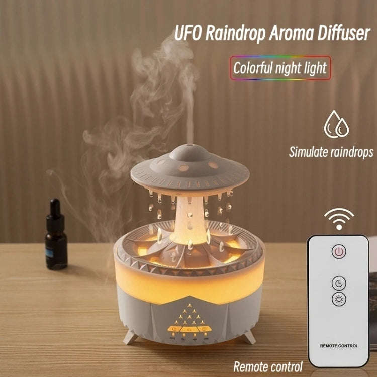 UFO Water Drop Aromatherapy Humidifier Desktop Remote Control Diffuser, Plug: US Plug(Black)