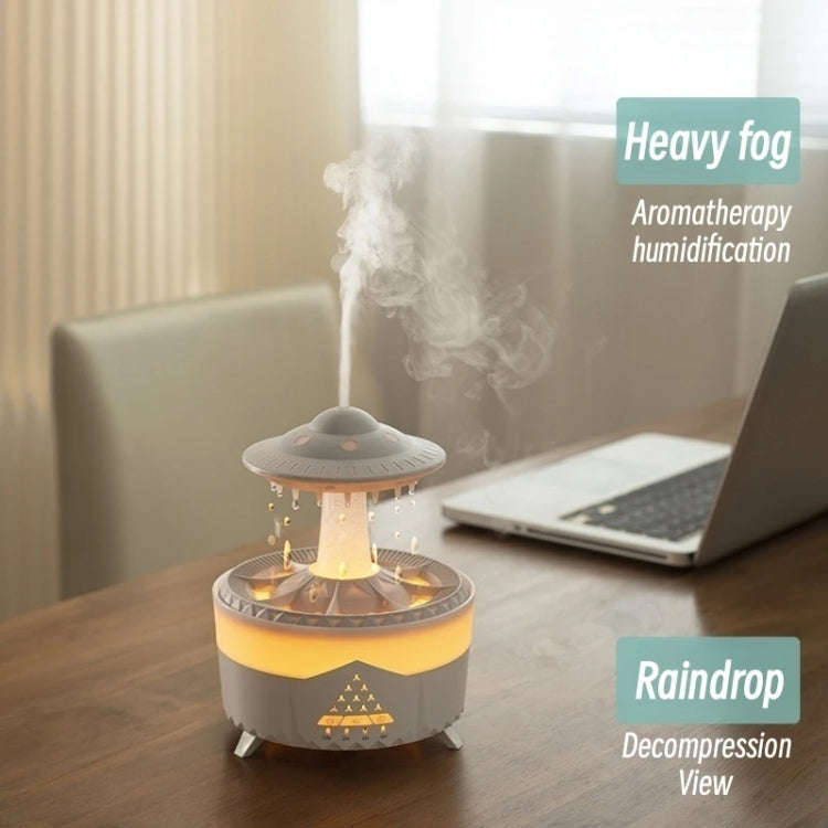 UFO Water Drop Aromatherapy Humidifier Desktop Remote Control Diffuser, Plug: UK Plug(White)