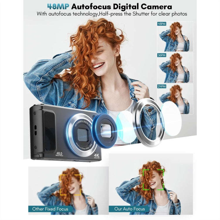 DC308 2.8-Inch 4K HD Front And Rear Dual-Camera 16X Zoom Digital Camera AU Plug(White)