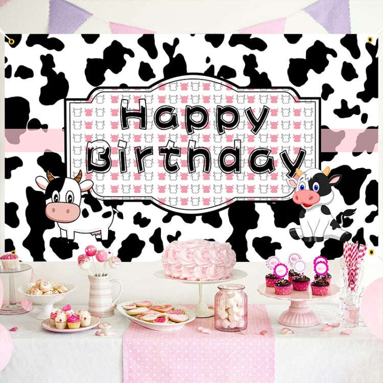 180x110cm Cartoon Cow Theme Birthday Party Decoration Background Cloth Photography Banner(2023SRB...