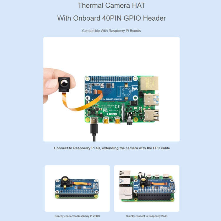 Waveshare Long-Wave IR Thermal Imaging Camera Module, 80×62 Pixels, 45°FOV(40PIN GPIO Header)