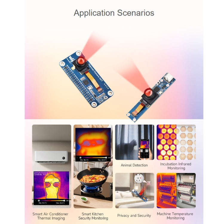 Waveshare Long-Wave IR Thermal Imaging Camera Module, 80×62 Pixels, 45°FOV(40PIN GPIO Header)