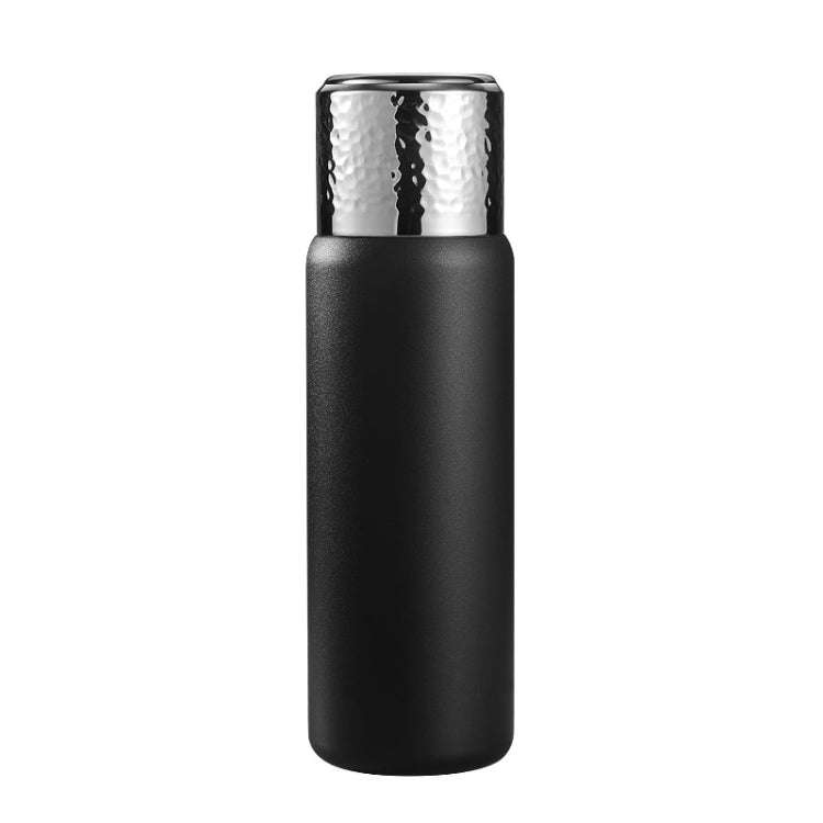 316 Stainless Steel Hammered Lid Thermos Coffee Cup with Tea Filter, Size: 430ml(Black)