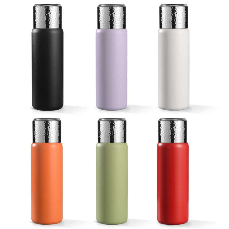 316 Stainless Steel Hammered Lid Thermos Coffee Cup with Tea Filter, Size: 430ml(White)