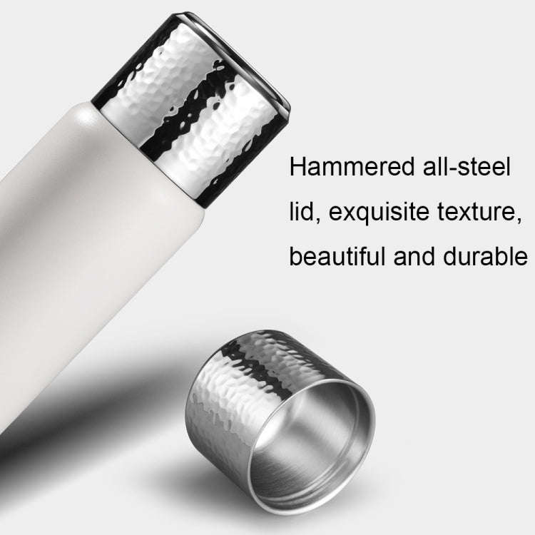 316 Stainless Steel Hammered Lid Thermos Coffee Cup with Tea Filter, Size: 430ml(White)