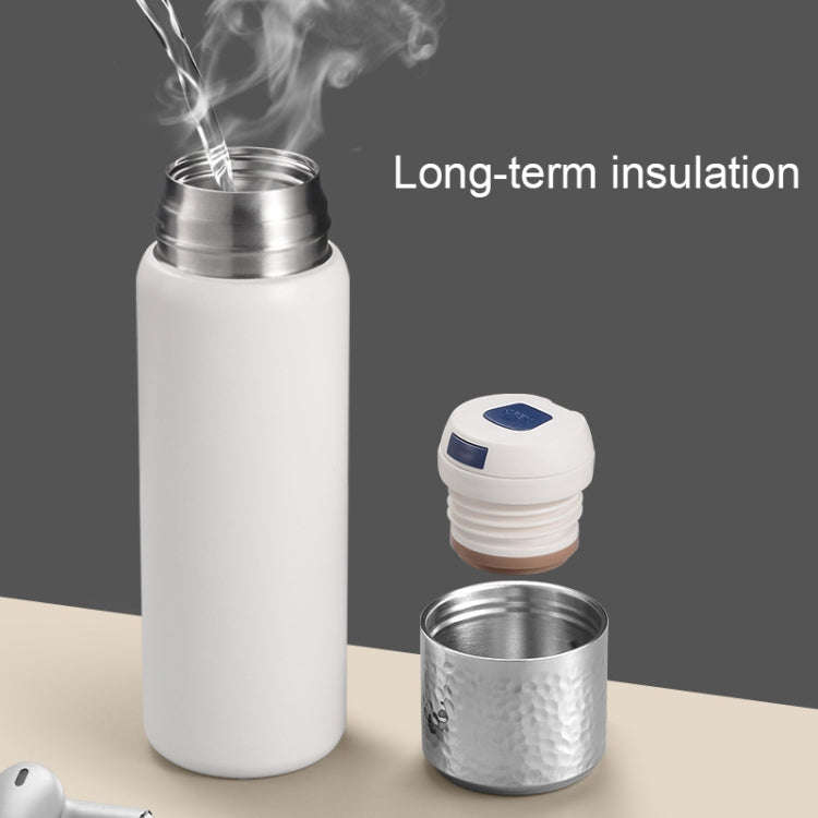 316 Stainless Steel Hammered Lid Thermos Coffee Cup with Tea Filter, Size: 430ml(White)