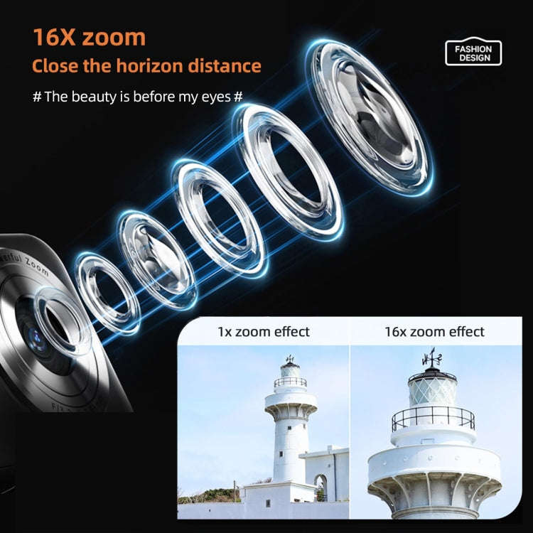 DC406L 2.4-Inch 1080P Mini HD 16X Zoom Digital Camera Home Children Camera EU Plug(Black)