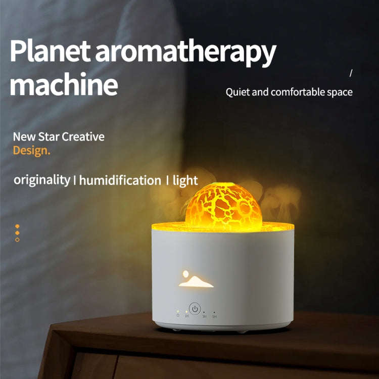 HX-130 Colorful Night Light Planet Desktop Flame Aromatherapy Humidifier, Spec: EU Plug(White)