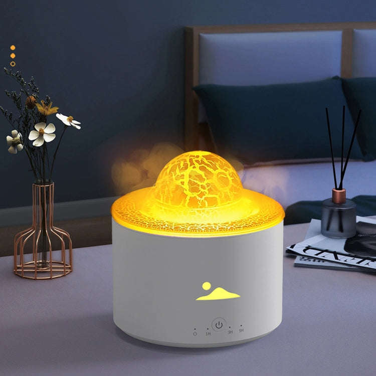 HX-130 Colorful Night Light Planet Desktop Flame Aromatherapy Humidifier, Spec: EU Plug(White)