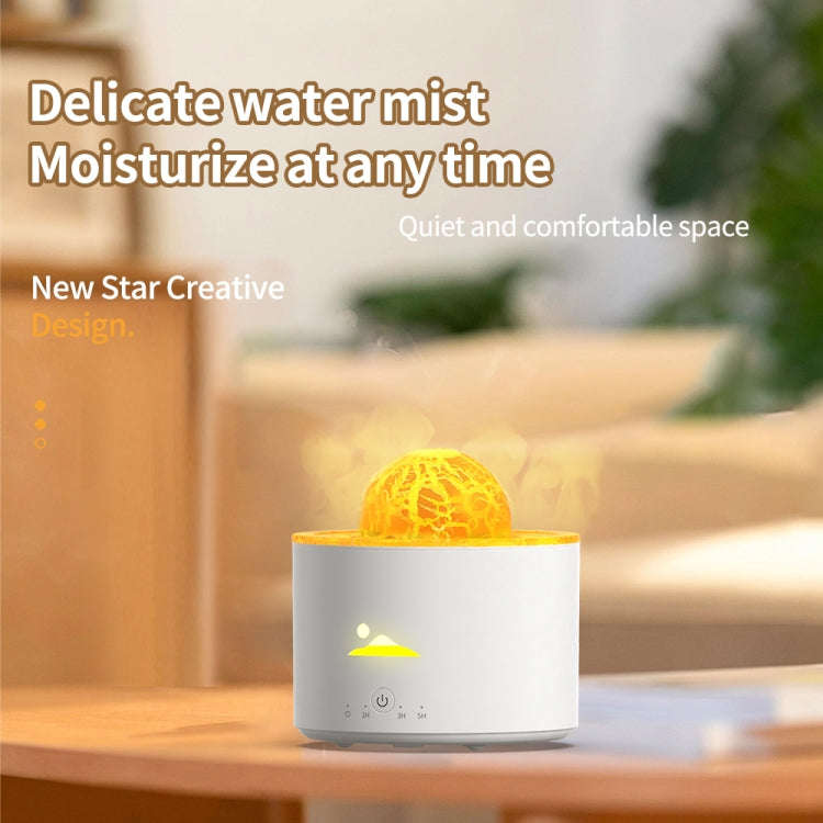 HX-130 Colorful Night Light Planet Desktop Flame Aromatherapy Humidifier, Spec: EU Plug(White)