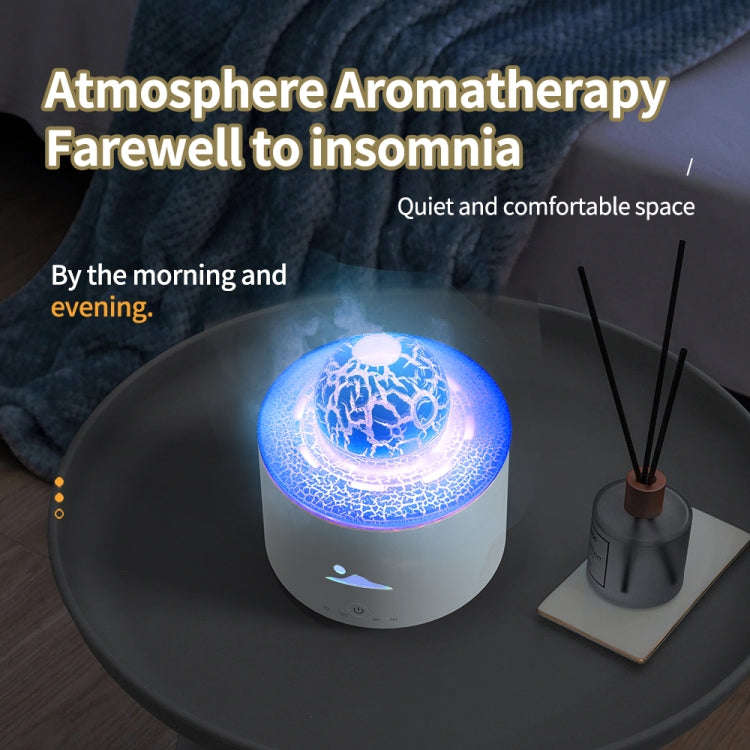 HX-130 Colorful Night Light Planet Desktop Flame Aromatherapy Humidifier, Spec: EU Plug(White)