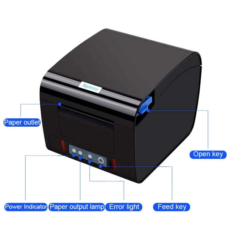 Xprinter XP-D230H 80mm Thermal Express List Printer with Sound and Light Alarm, Style:USB(EU Plug)