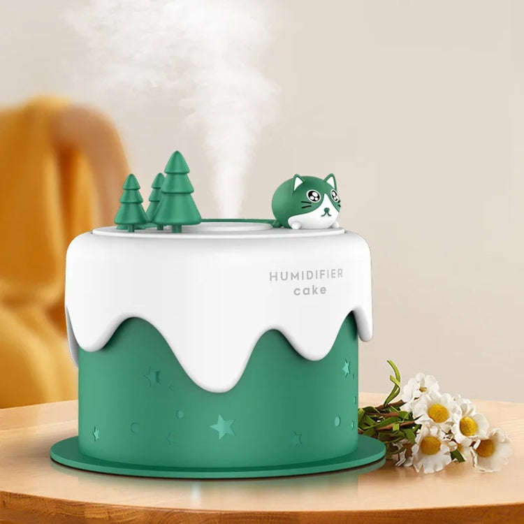 M328 Battery Type Mini Desktop Night Light Cartoon Cake Silent Spray Humidifier(Green)
