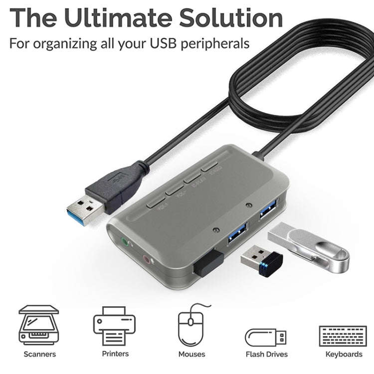 MB-103 USB 3.1 Three-Port Drive-Free HUB + 7.1 Voice Changer Sound Card High-Speed Docking Statio...