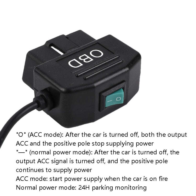 H507 Driving Recorder OBD Step-down Line Car ACC Three-Core Power Cord 12/24V To 5V 3A Low Pressu...