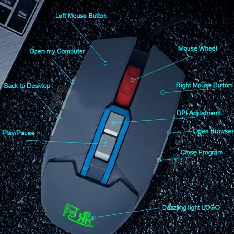 MOS9A 9 Keys 1600DPI Office Game USB Voice-Activated Voice Macro Programming Mouse, Cable Length: 2m