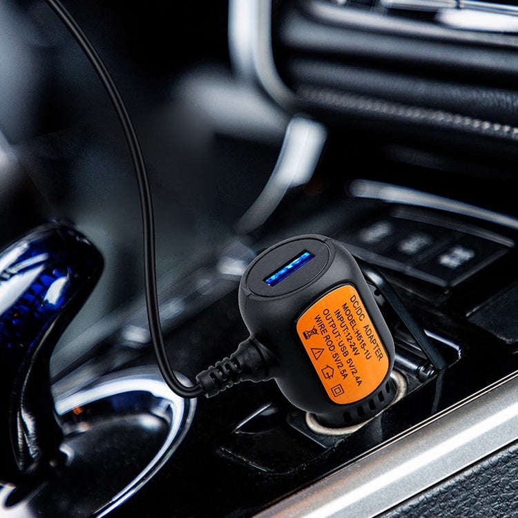 2 PCS H515 Car Charger Driving Recorder Power Cord Navigation With USB Port Cigarette Lighter Veh...