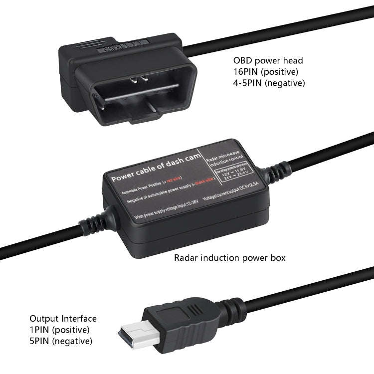 H525 Driving Recorder OBD Radar Line Microwave Induction Antihyline With Low Voltage Protection C...