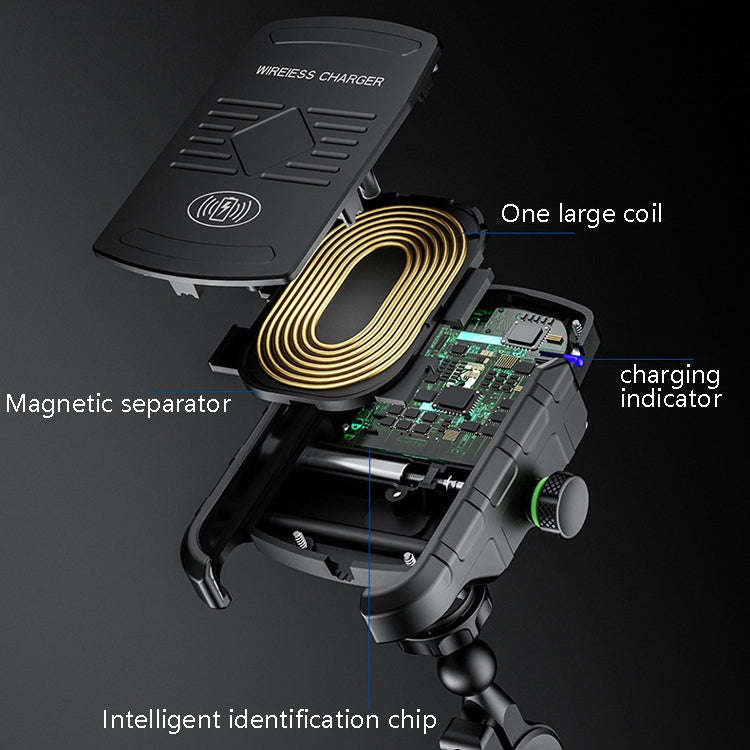 M9 Motorcycle Wireless Charging Mobile Phone Bracket 15W Fast Charging Mobile Phone Navigation Br...