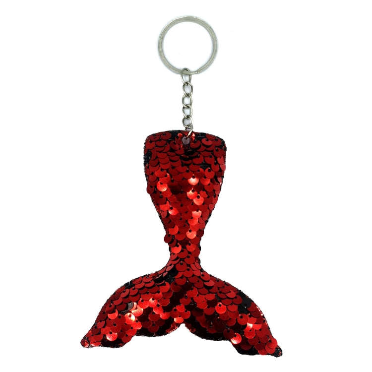 10 PCS Reflective Mermaid Keychain Sequins Mermaid Tail Accessories Car Luggage Pendant(Red 17)