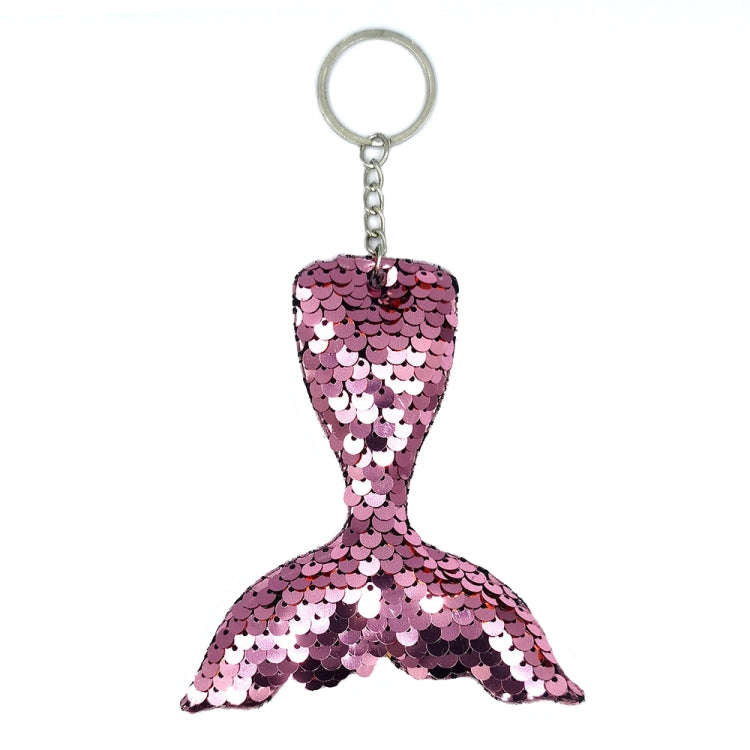 10 PCS Reflective Mermaid Keychain Sequins Mermaid Tail Accessories Car Luggage Pendant(Pink 3)