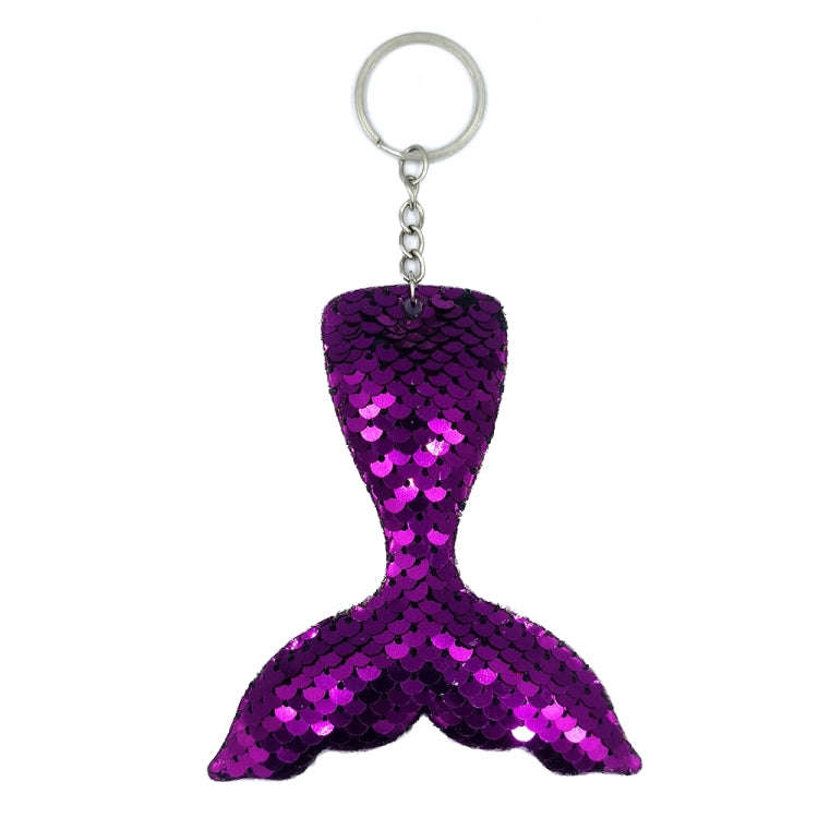 10 PCS Reflective Mermaid Keychain Sequins Mermaid Tail Accessories Car Luggage Pendant(Purple 31)