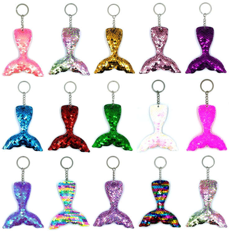 10 PCS Reflective Mermaid Keychain Sequins Mermaid Tail Accessories Car Luggage Pendant(AB Colorf...