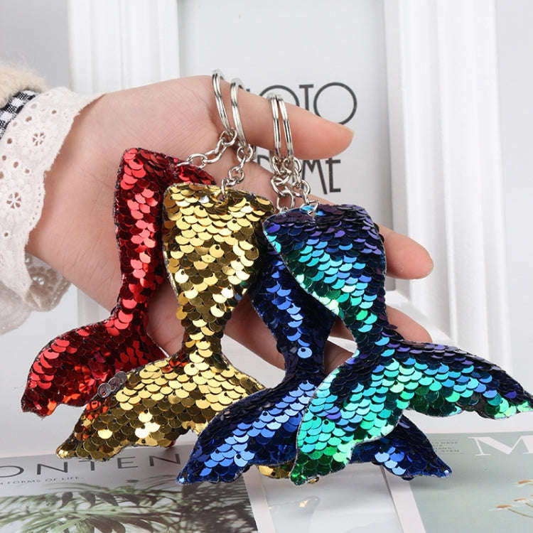 10 PCS Reflective Mermaid Keychain Sequins Mermaid Tail Accessories Car Luggage Pendant(AB Colorf...