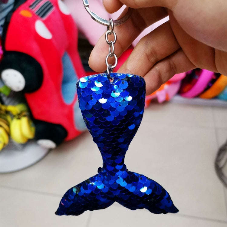 10 PCS Reflective Mermaid Keychain Sequins Mermaid Tail Accessories Car Luggage Pendant(Red 17)