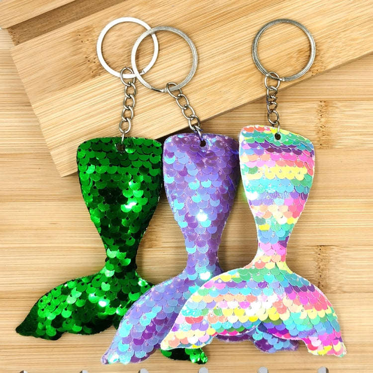 10 PCS Reflective Mermaid Keychain Sequins Mermaid Tail Accessories Car Luggage Pendant(AB Colorf...