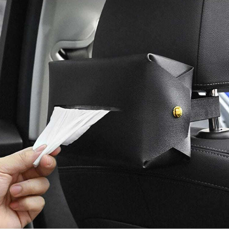 2 PCS Car Leather Tissue Box Home Paper Towel Storage Box(Black)