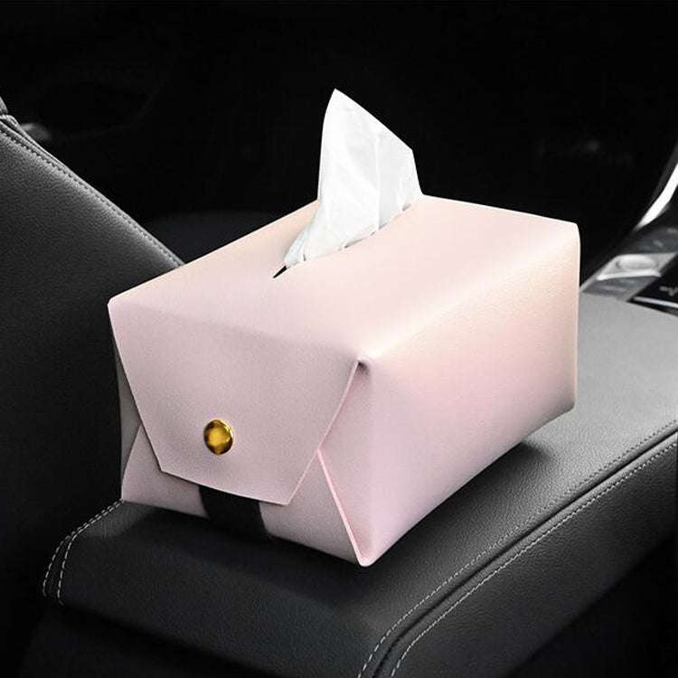 2 PCS Car Leather Tissue Box Home Paper Towel Storage Box(Pink)