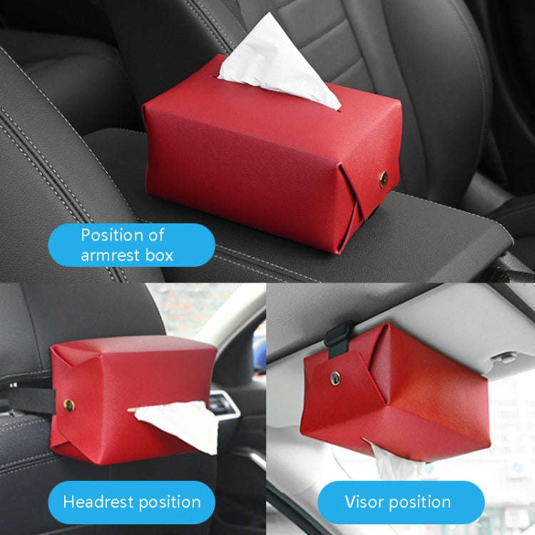 2 PCS Car Leather Tissue Box Home Paper Towel Storage Box(Pink)