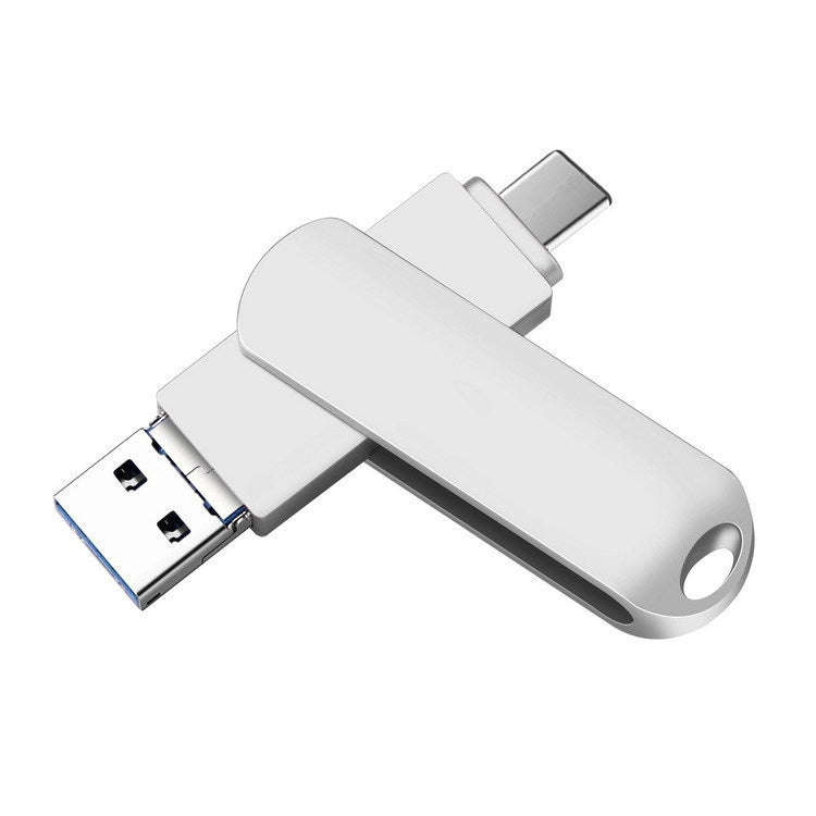 16GB USB 3.0 + 8 Pin + USB-C / Type-C 3 in 1 Phone Computer Rotatable Metal U-Disk
