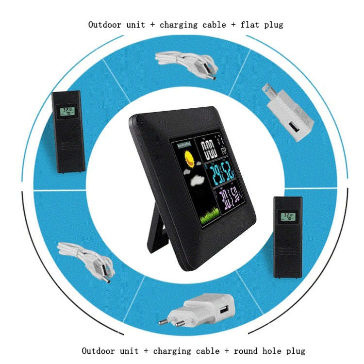 Multifunctional Indoor And Outdoor Temperature And Humidity Meter Colorful Screen Weather Clock(T...