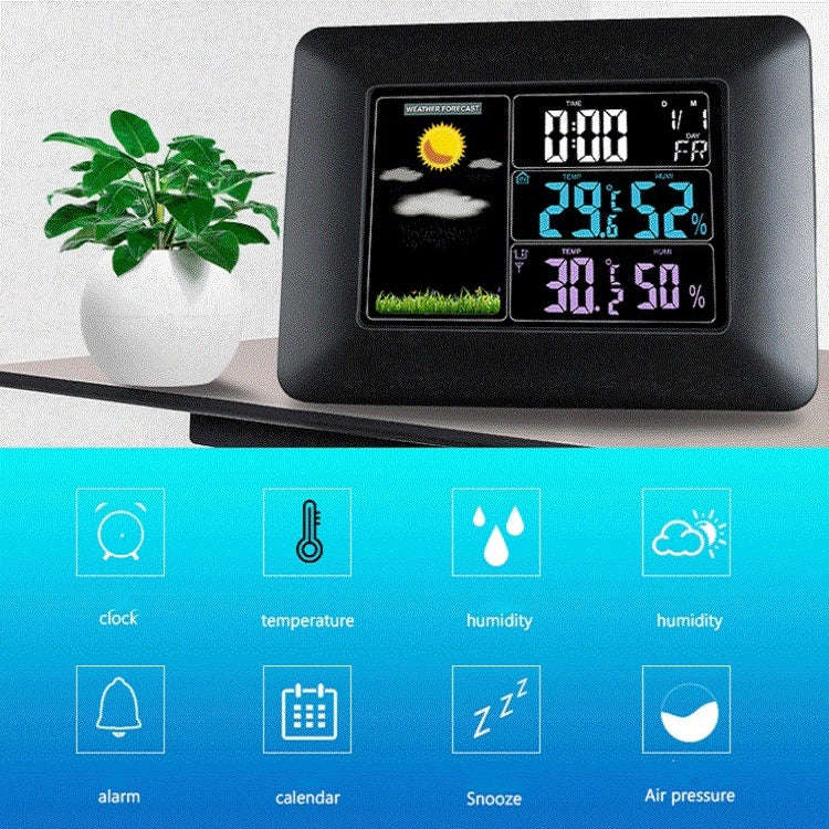 Multifunctional Indoor And Outdoor Temperature And Humidity Meter Colorful Screen Weather Clock(T...