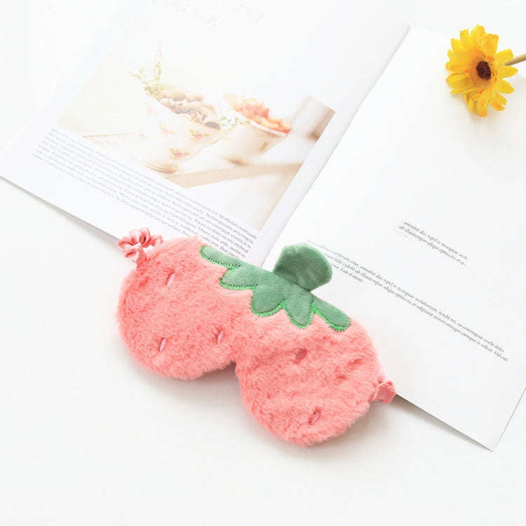 Fruit Plush Eye Mask Cute Soft Girl Sleep Blackout Eye Mask(Strawberry)